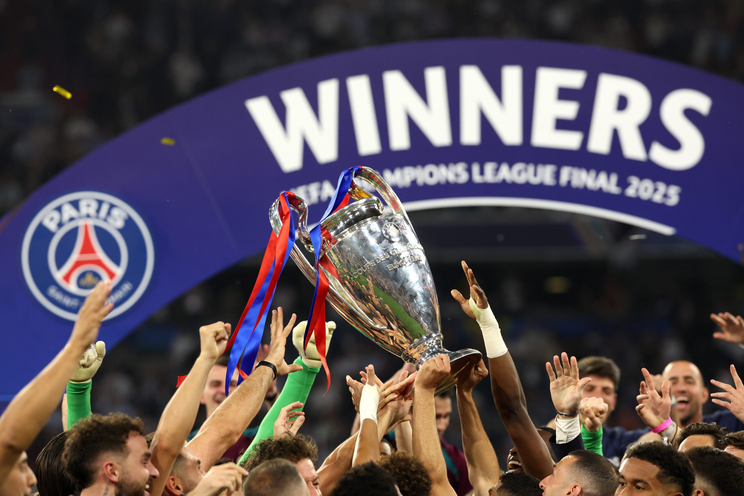 PSG celebrando su primera UEFA Champions League